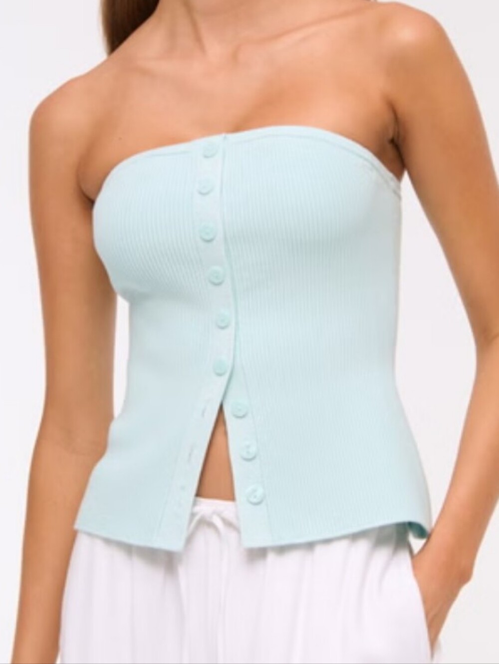 Abercrombie And Fitch Ottoman Button Front Tube Top XL NEW